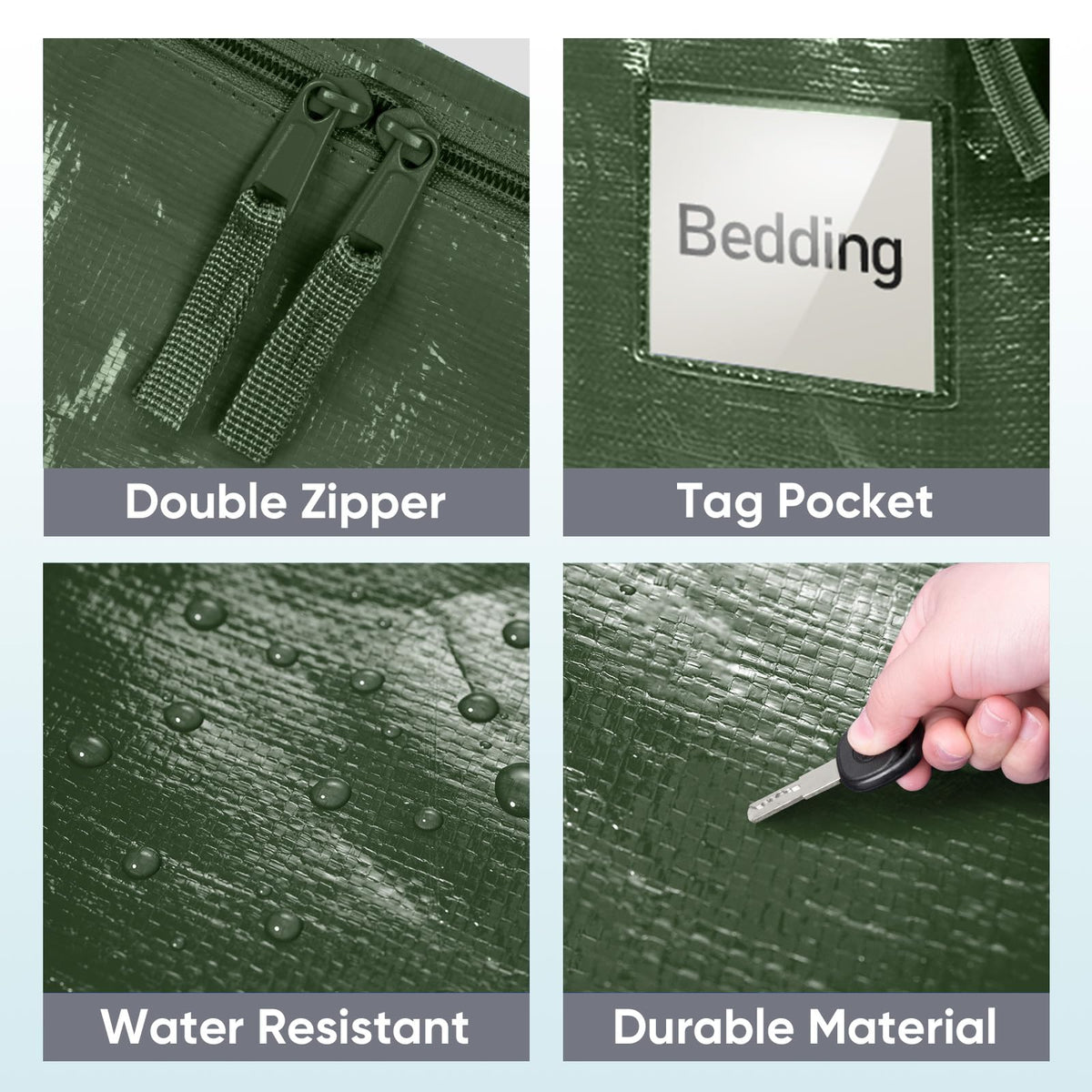 TICONN olive bag with wrap-around handles supports heavy loads