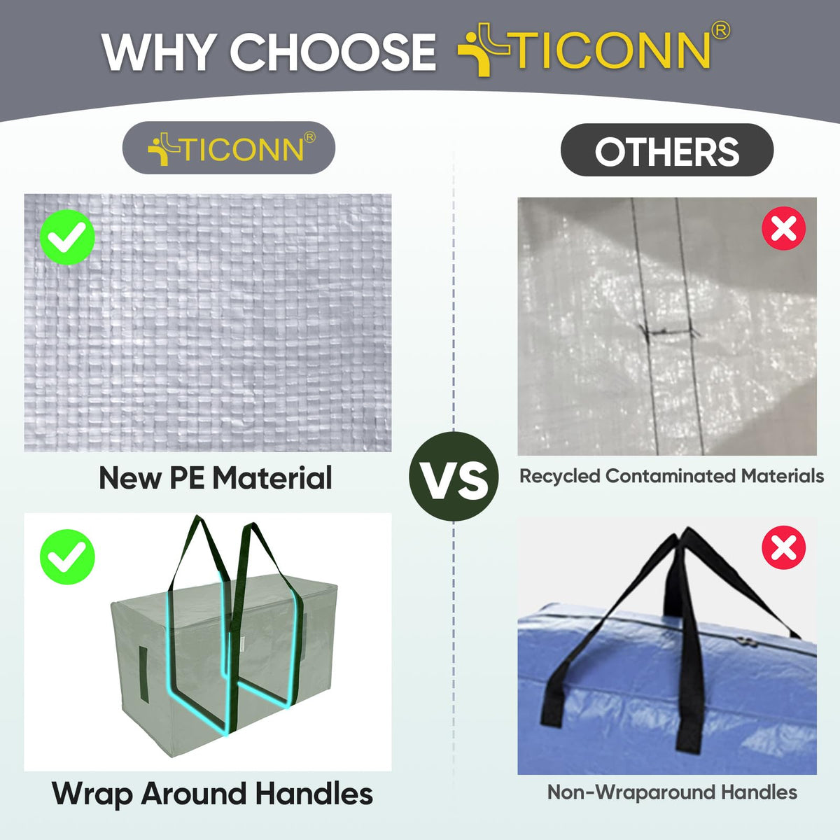 TICONN olive bag material is water resistant and durable