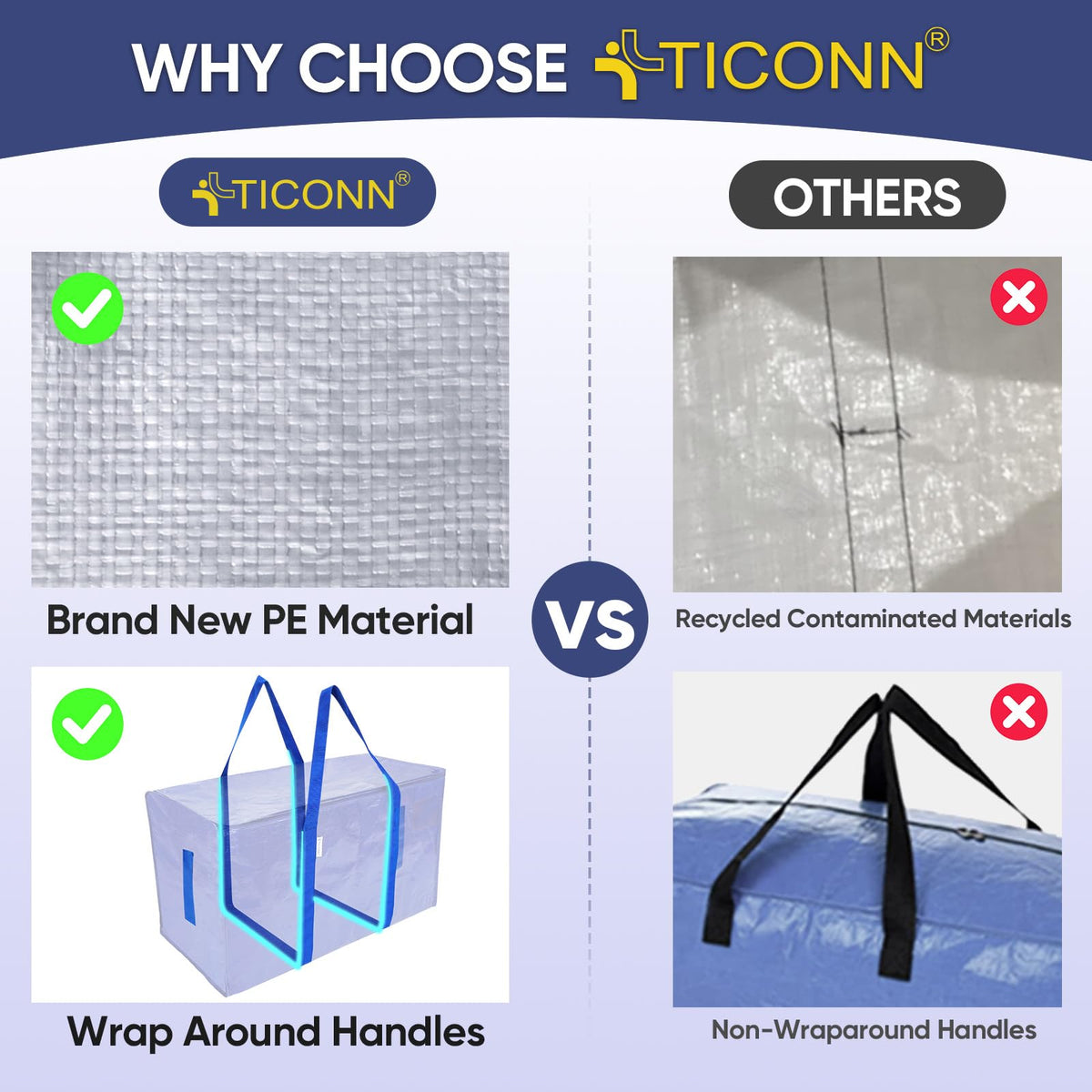 TICONN bag with top-opening design for easier loading