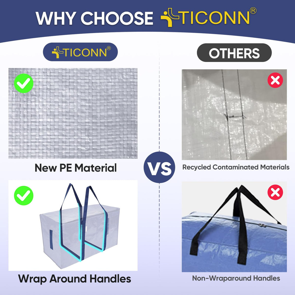 TICONN water-resistant material close-up protecting contents during moves.
