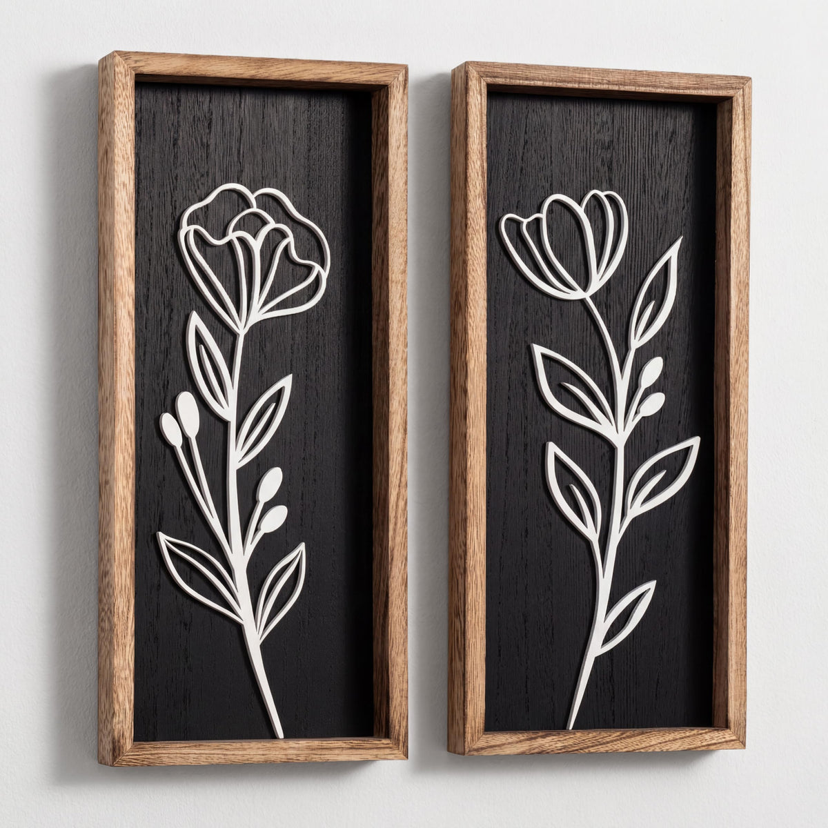Tide and Tales 3D floral cutouts wall art set adds textured depth to living spaces