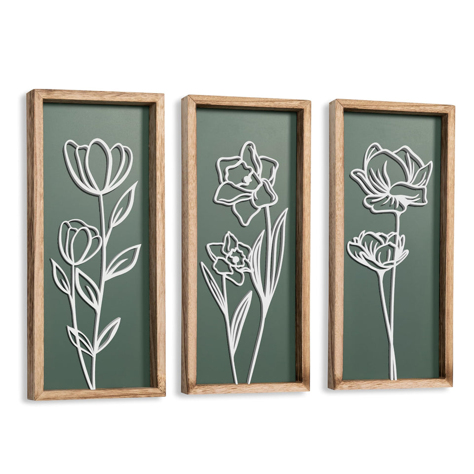 Tide and Tales 3D floral wall art panel 1 adds textured depth to living rooms