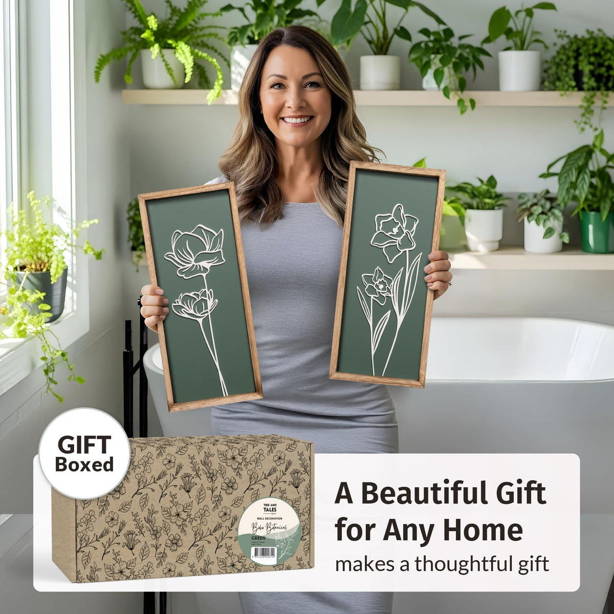 Tide and Tales kitchen or office wall art adds botanical charm.