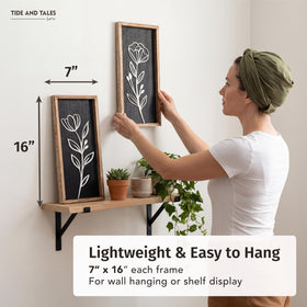 Tide and Tales lightweight frames come ready to hang for easy setup