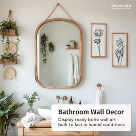 Tide and Tales lightweight ready-to-hang wall art featuring raised floral silhouettes.