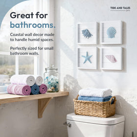 Tide and Tales scallop frame provides clean coastal aesthetics for walls