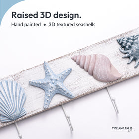Tide and Tales distressed seashell finish on bathroom decor