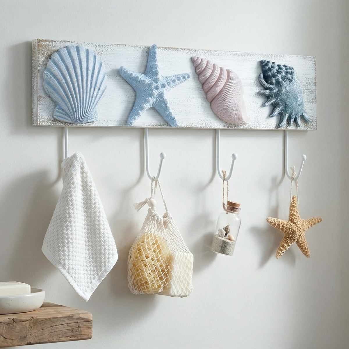 Tide and Tales seashell wall hook with 3D texture and coastal charm