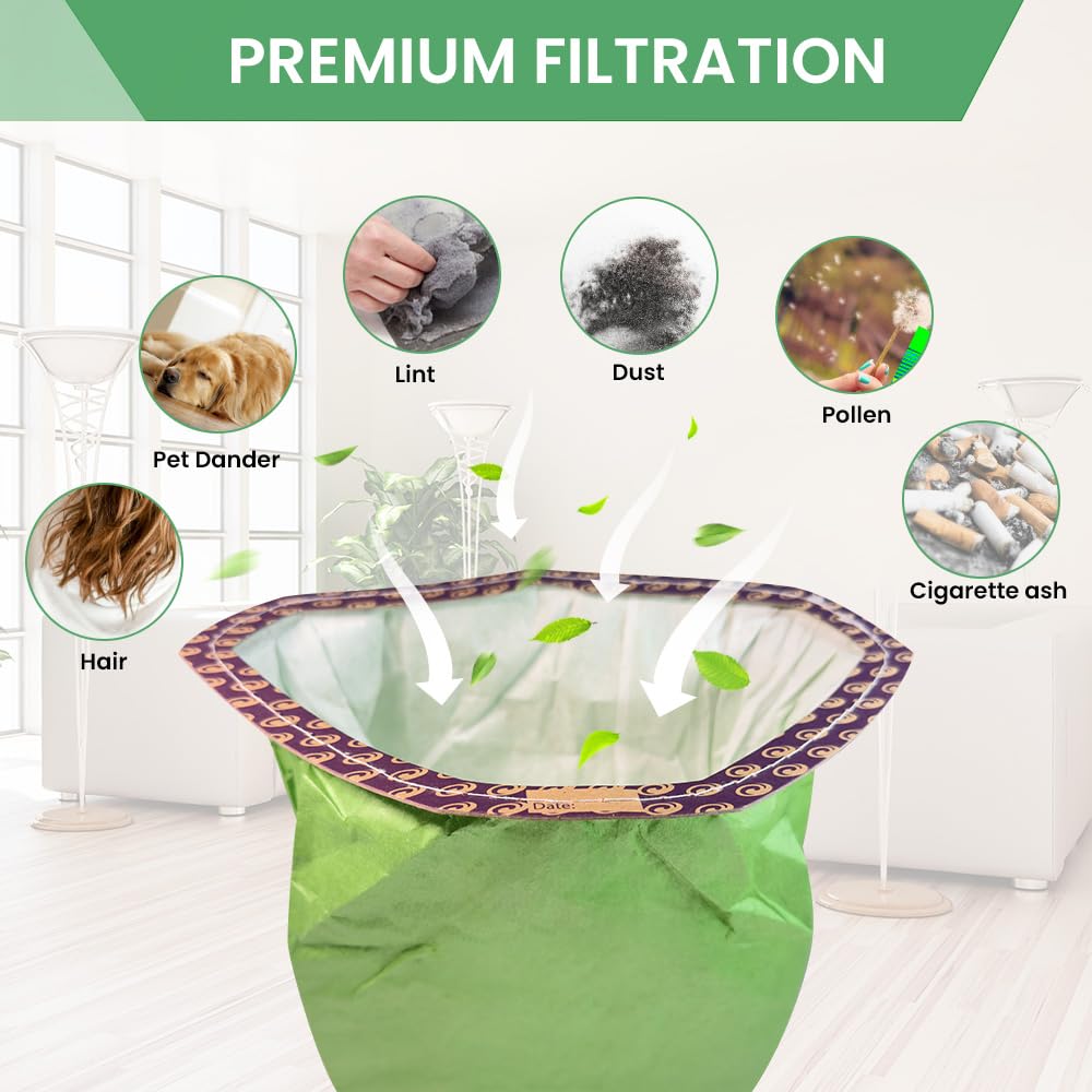 TidiRob double-pleated vacuum bags highlight durable construction.