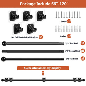 Tidisort adjustable-length 66-128 inch curtain rod fits many window sizes.