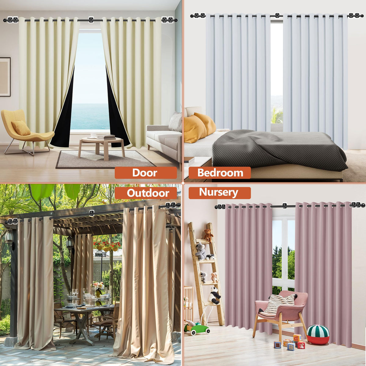 Tidisort sturdy stainless steel curtain rod provides durable support for various curtain weights.