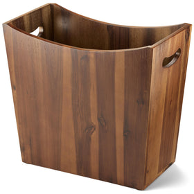 Tidita acacia wastebasket in walnut with close-up grain detail for stylish spaces
