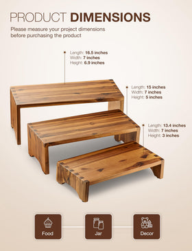 Tidita Acacia Wood Risers 3-tier display for charcuterie boosts visual appeal