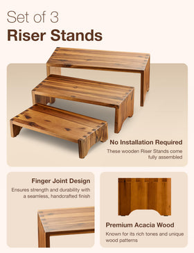 Tidita Acacia Wood Risers 3-tier dessert stand highlights treats at gatherings