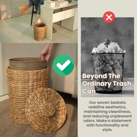 Tidita compact waste basket measures 10x10x15 inches for versatile use.