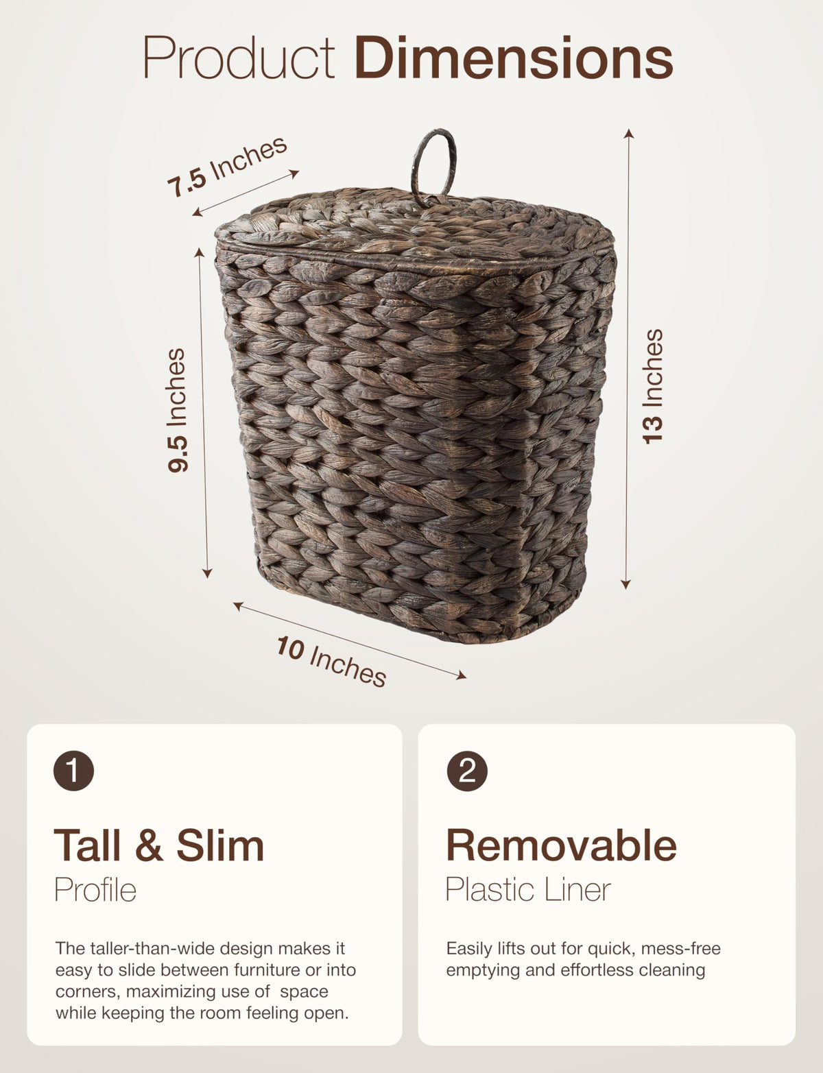Tidita compact waste bin fits under sinks for space saving.