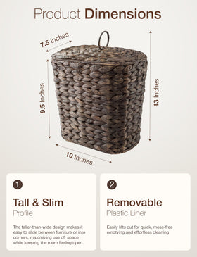 Tidita compact waste bin fits under sinks for space saving.