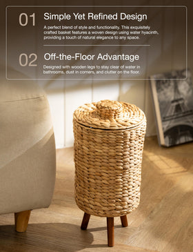 Tidita compact wicker trash can suited for dorm rooms, bedrooms, and desks.