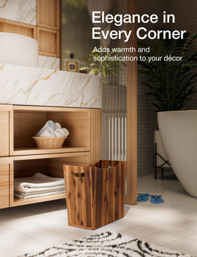 Tidita office waste bin in acacia wood for a tidy desk