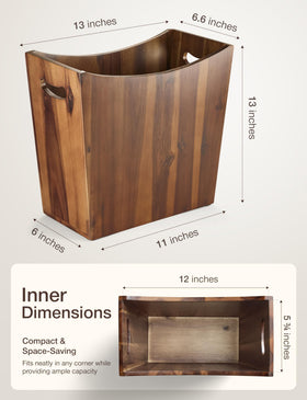 Tidita rectangular wastebasket in acacia wood adding warmth to a modern room