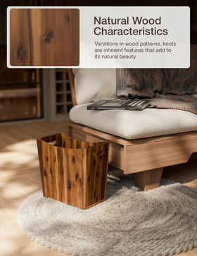 Tidita walnut finish wastebin in a bathroom setting