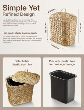 Tidita wicker trash can weave texture highlighting natural decor charm.