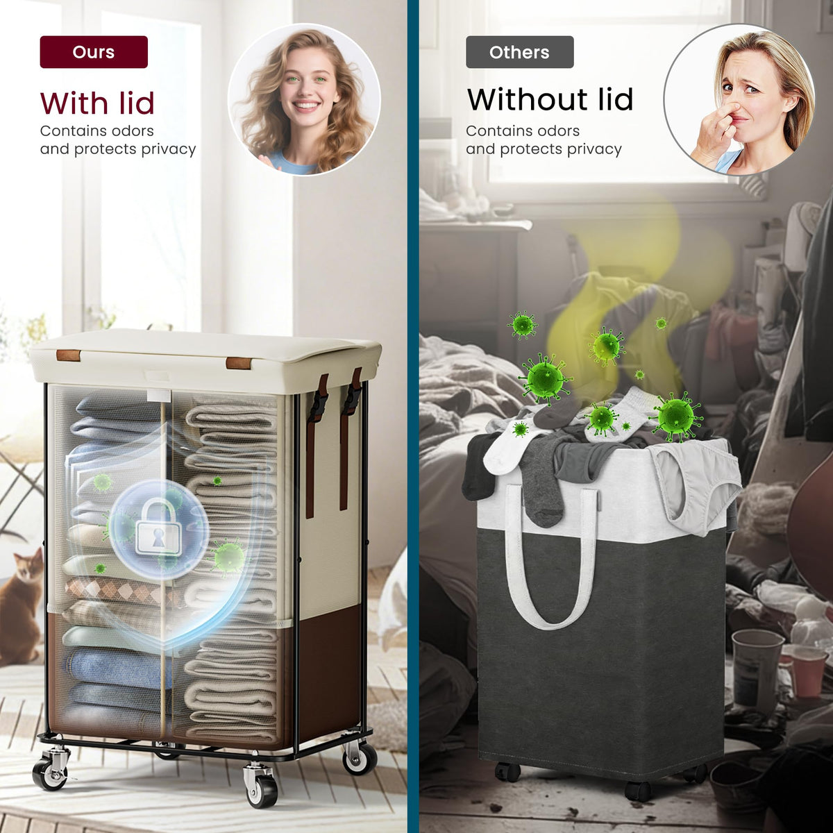 TidyBa 360-degree silent wheels glide smoothly across floors