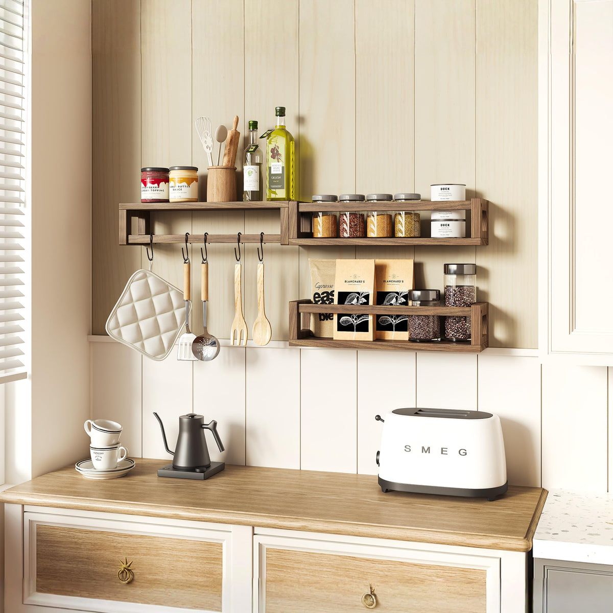 TidyCorner bedroom and living room shelves offer stylish display.