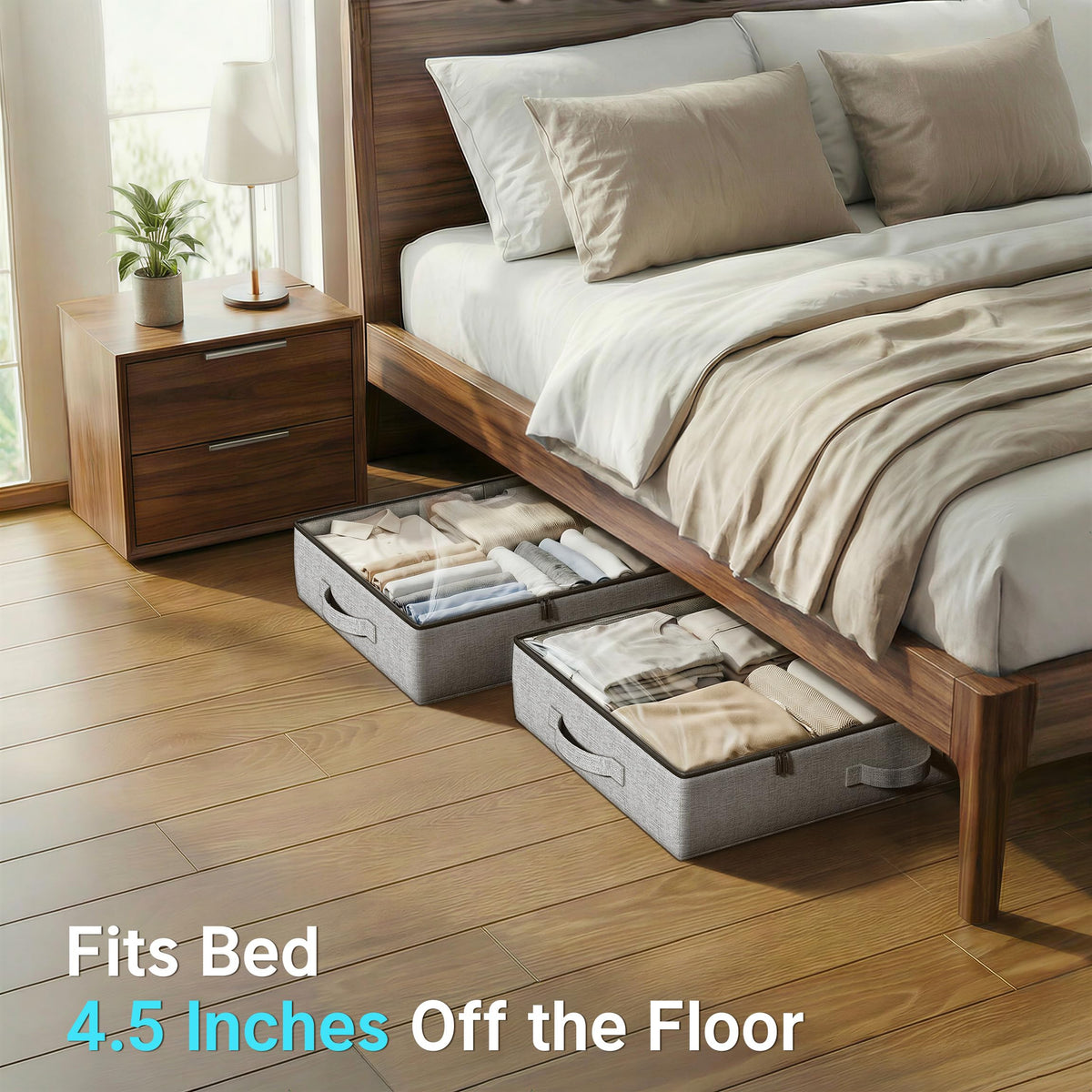 TidyCorner under-bed storage collapsible design folds flat for easy storage.