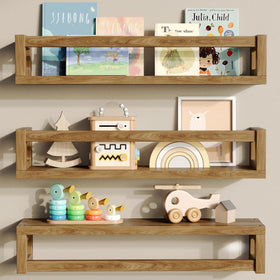 TidyCorner solid wood floating shelf close-up showing thick 0.8 inch panel and wood grain.