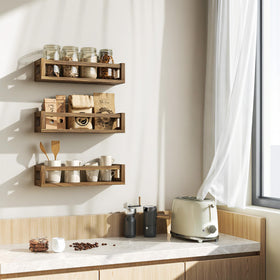 TidyCorner walnut wood grain floating shelf showcases natural warmth.