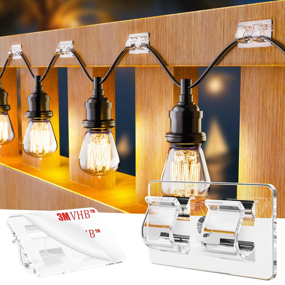 TidyHelper 100pcs outdoor light clips package ready for quick porch decor.