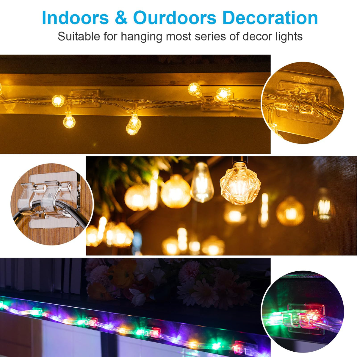 TidyHelper clips ideal for Christmas porch lights and patio decor.
