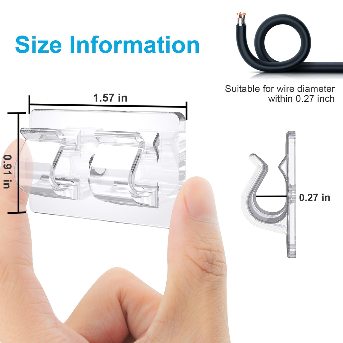 TidyHelper clear adhesive hooks using 3M tape for strong mounting.