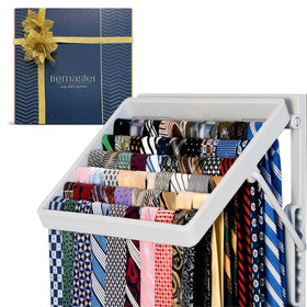 TieMaster front view showing the tie rack and scarf organizer in action