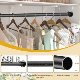 Tiemlet closet rod adjustable splice design enables flexible closet layouts