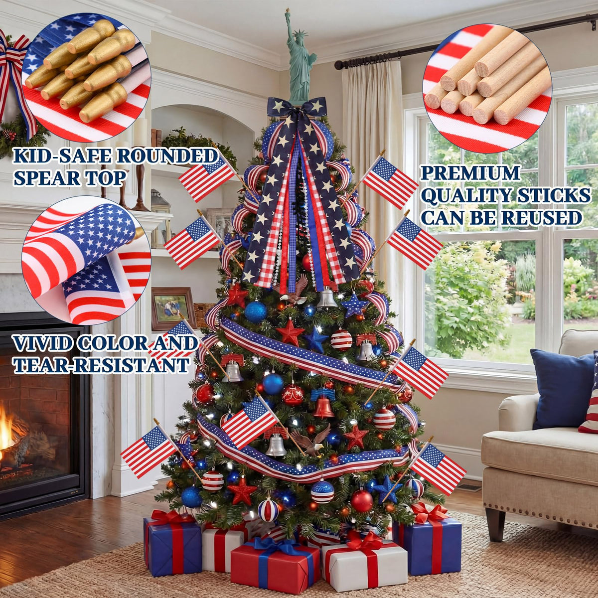 Tigeen 4th of July wreath bow creates instant patriotic ambiance