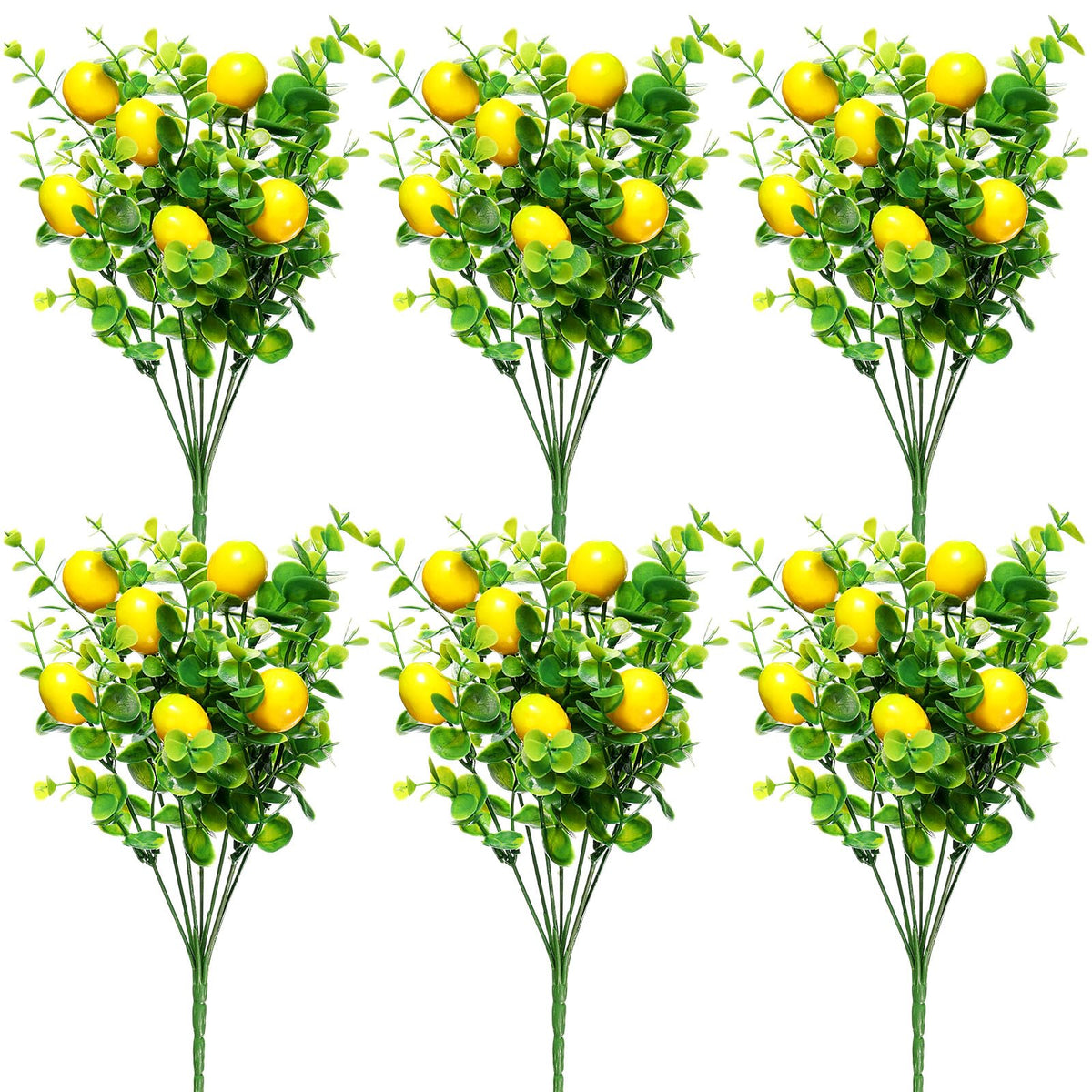 Tigeen artificial lemons six-pack for table centerpiece decor.