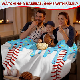 Tigeen blue round blanket provides soft warmth for couch, movie nights, and study breaks.