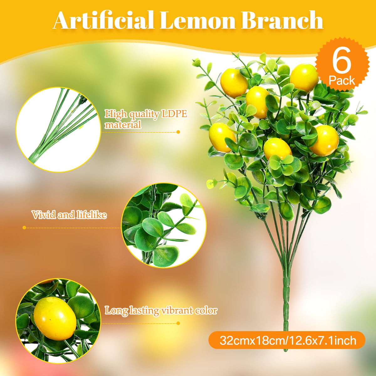 Tigeen faux lemons in a vase for kitchen charm.