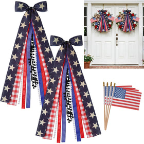 Tigeen large patriotic bow on front door adds bold curb appeal