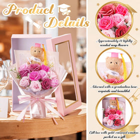 Tigeen mini plush graduation bear adds soft charm to the bouquet.
