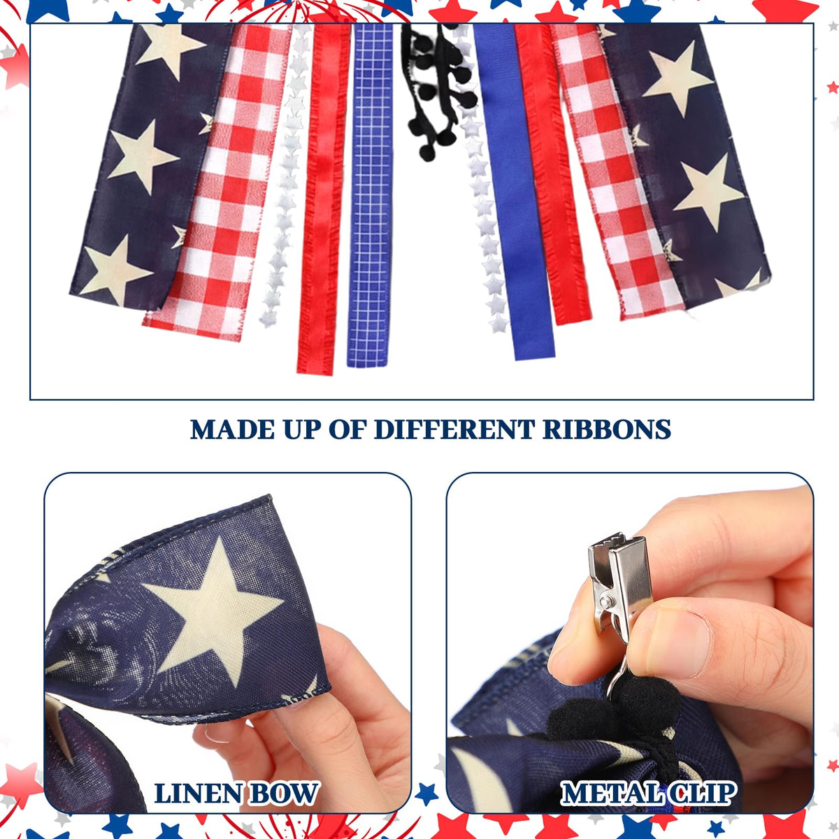 Tigeen patriotic ribbon bow linen material offers durable decor