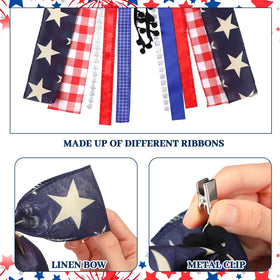 Tigeen patriotic ribbon bow linen material offers durable decor