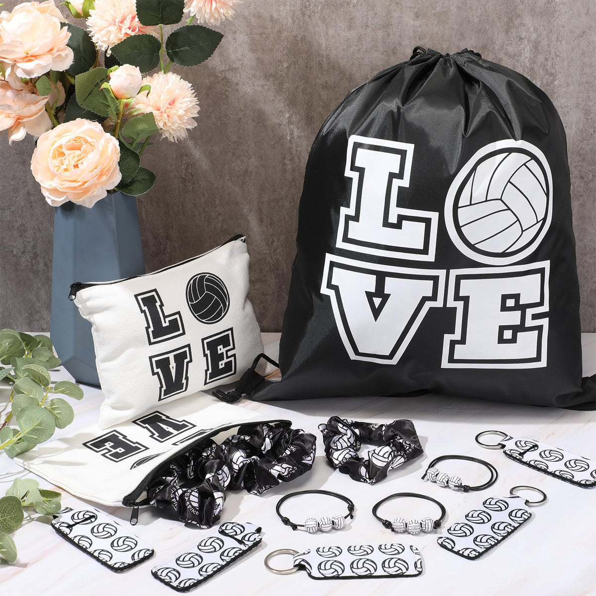 Tigeen volleyball makeup bag keeps cosmetics organized for practice days.