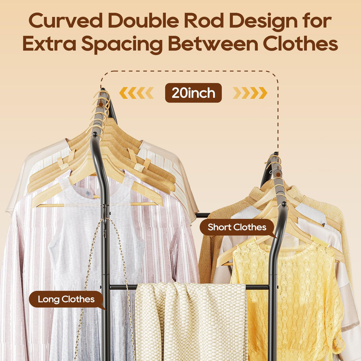 TigerParty durable metal frame supports heavy garments