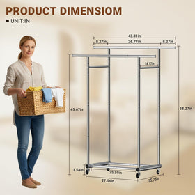 Stainless steel construction resists rust for long-lasting wardrobe organization.