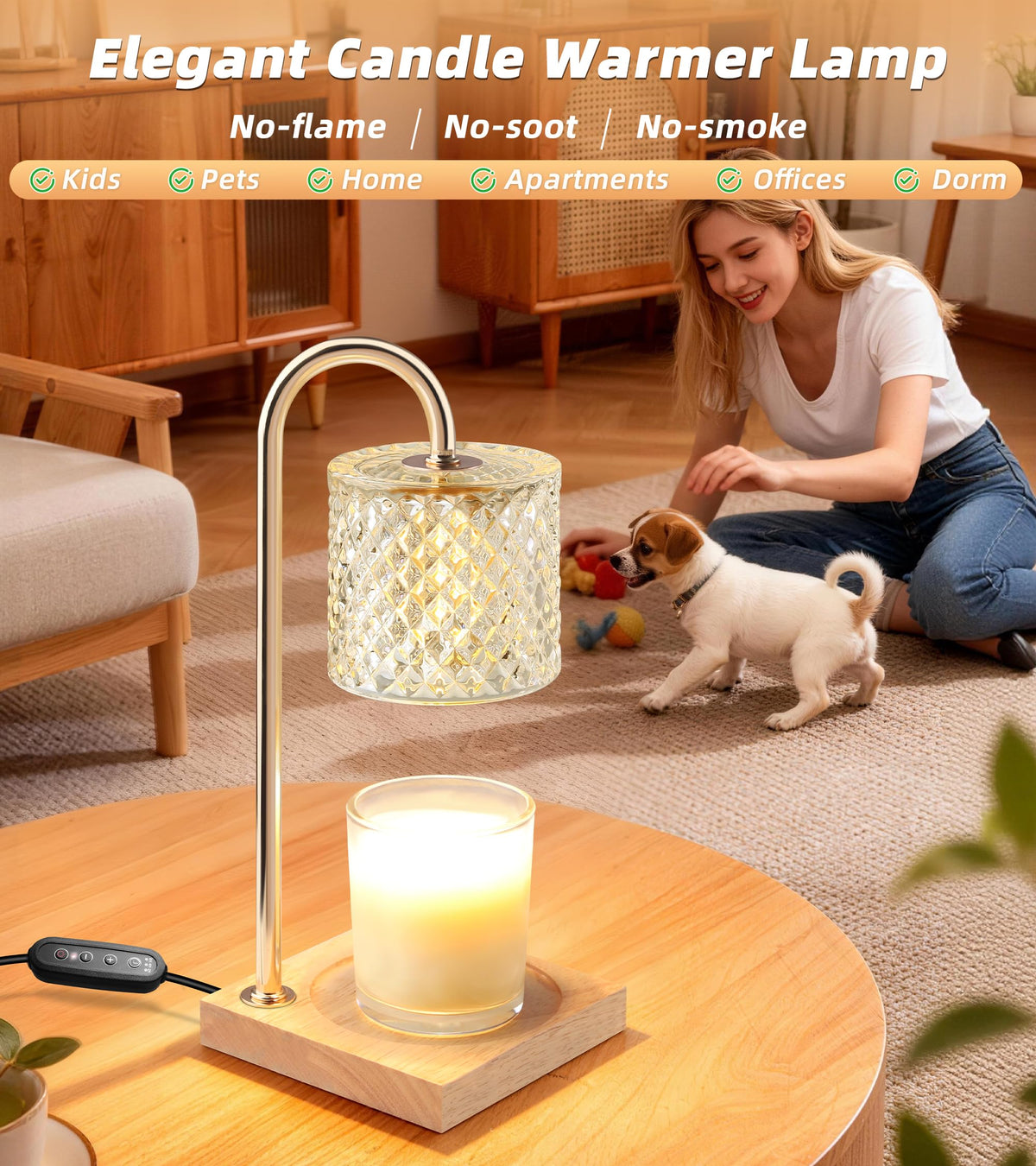 TigQiang crystal heater lamp in clear glass adds elegant decor