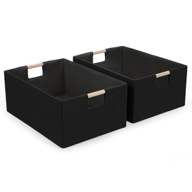 Tihaolity foldable basket front view with wooden handles for easy lifting