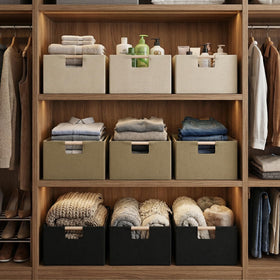 Tihaolity foldable basket on a shelf for versatile organization